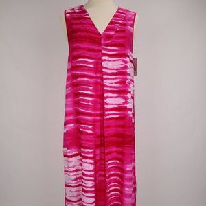🌺 Natori NWT Pink Shibori Challis Nightgown Chemise Caftan Negligee Lingerie